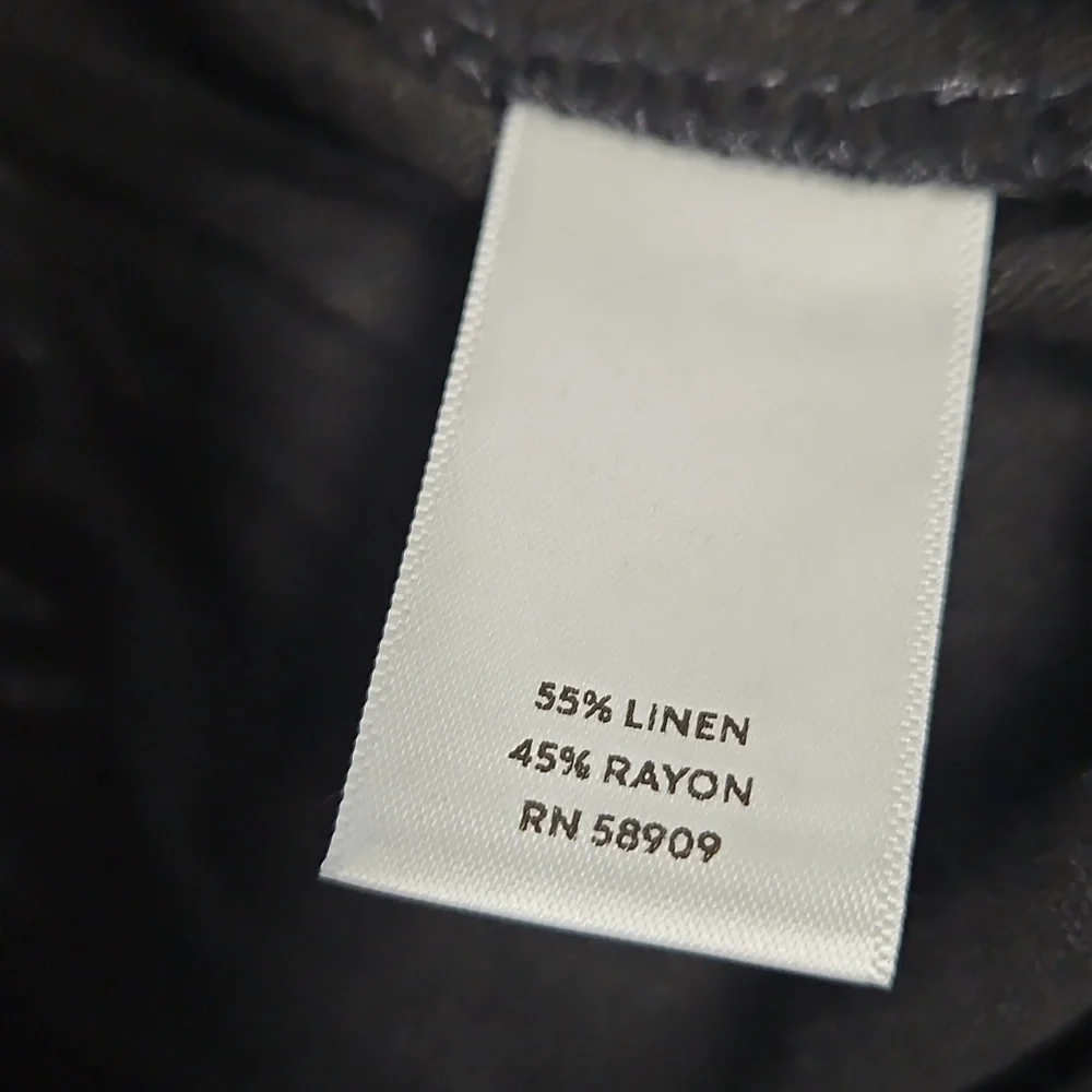 Westbound Linen Blend Mid Rise Straight Leg Lightweight Pant: Black: Size- 2X‎